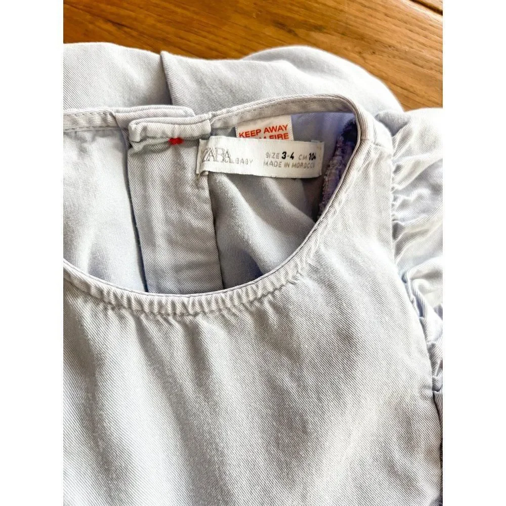 Zara Girls Periwinkle Jumpsuit Romper with Ruffles Size 3-4